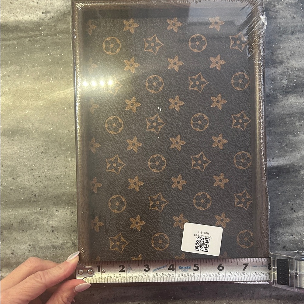 Elegant Brown and Gold Patterned Desk Tray